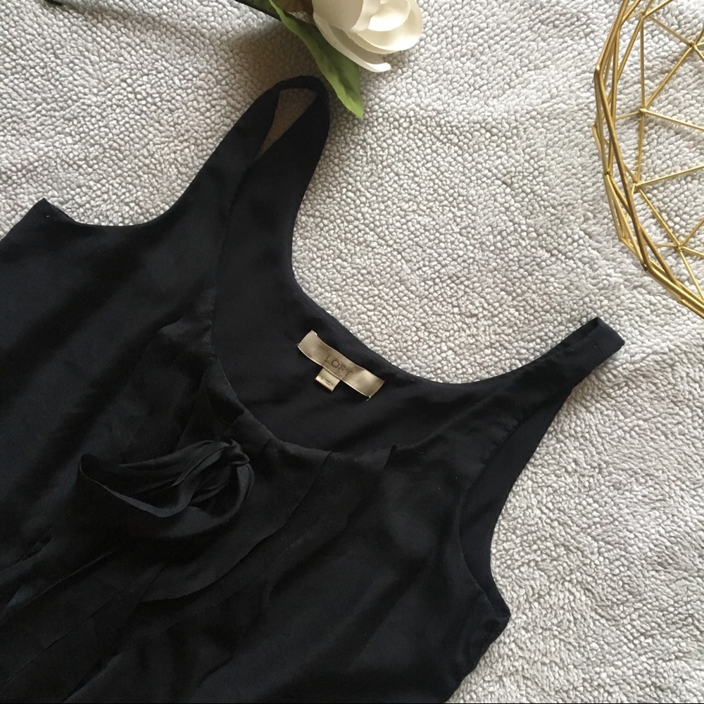 LOFT Navy Blue Ruffle Tank Blouse